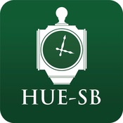 App icon, 1920s clock. Captioned with HUE-SB